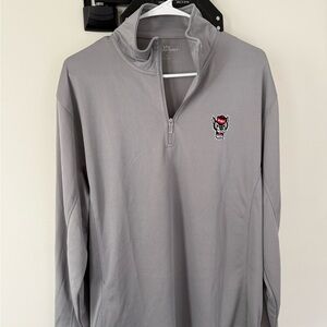 Gray Quarter-Zip Pullover with Embroidered Logo